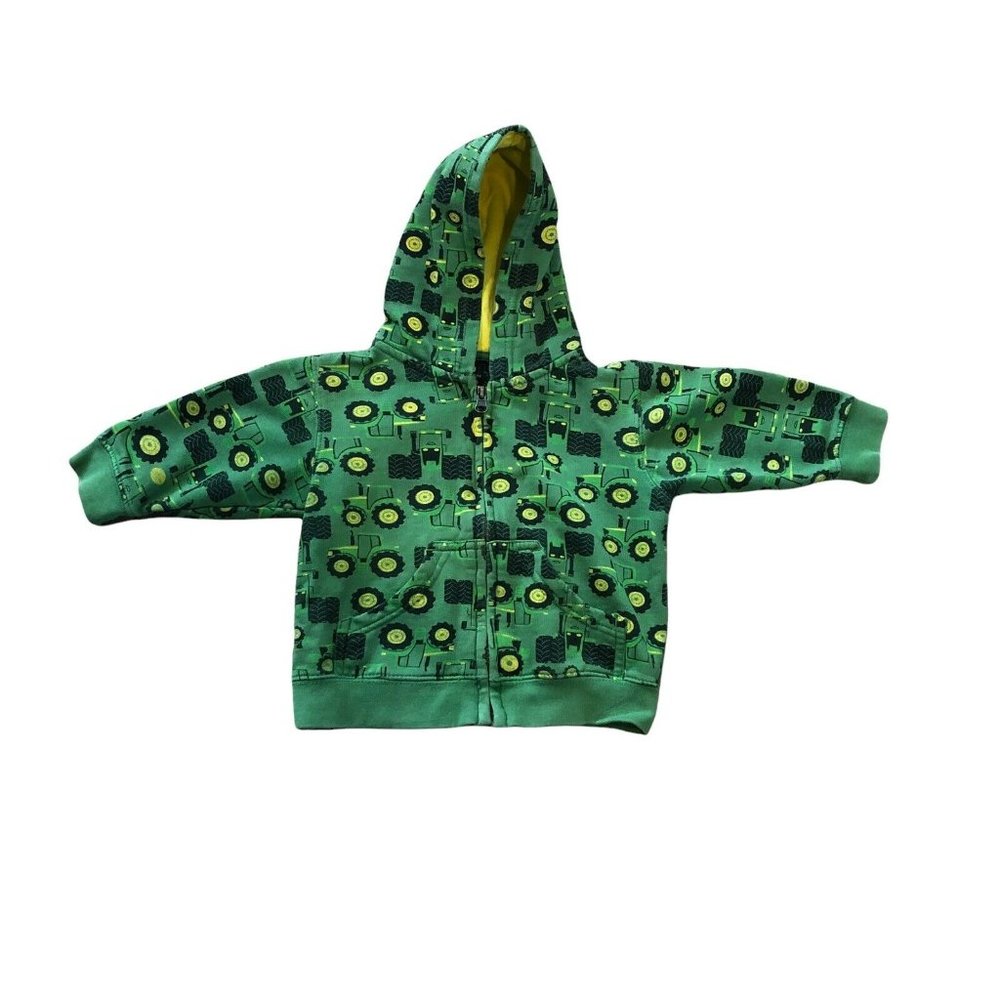 John Deere Toddler Boys Zip Up Sweatshirt Jacket Hoodie With Pockets Size 18M